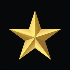 Fototapeta premium Abstract golden star icon on black. Vector illustration.