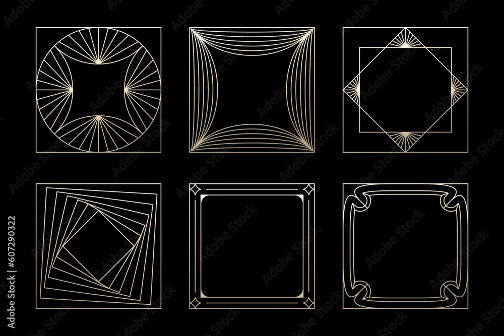 Aufkleber vector set of linear frames and borders - square abstract design elements for decoration or logo des