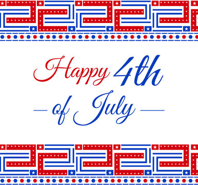 Happy 4th of July Independence Day of USA with traditional colorful border design and typography. USA patriotic wallpaper