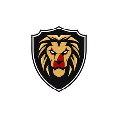 Minimalist lion head with emblem logo.