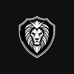 Minimalist lion head with emblem logo.