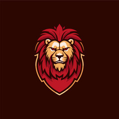 Minimalist lion head with emblem logo.