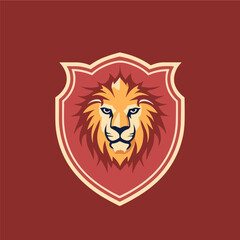 Minimalist lion head with emblem logo.