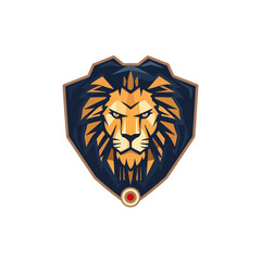 Minimalist lion head with emblem logo.