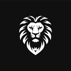 Minimalist lion head logo in vector.