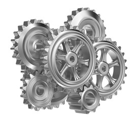 Gears concept, 3D illustration with transparent background