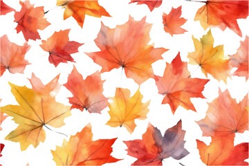 watercolor set vector illustration of maple leaves isolate on white background