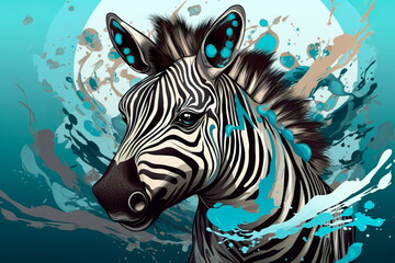 Cartoon style of zebra printing card featuring Generative AI