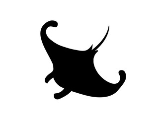 Naklejka premium Stingray shape. vector black silhouette white background