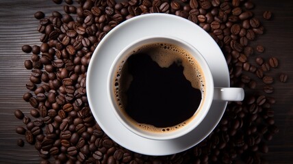 white coffee cup  mug with hot black coffee Generative AI