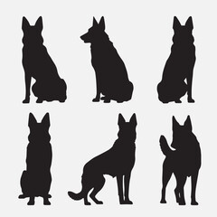 Fototapeta premium Vector Set of Silhouette of German Shepherd Dog