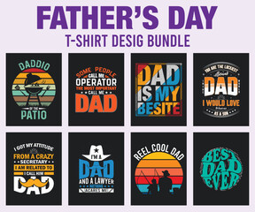 Father's Day T-Shirt Design Bundle. Happy father's day T-shirt, Dad vector t-shirt design graphic.