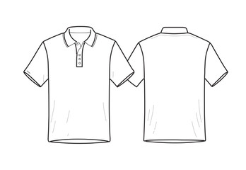 Polo shirt men technical fashion flat sketch template. Vector.