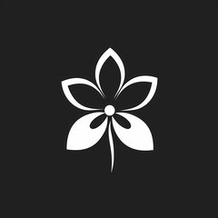 Flat Logo Of Flower On Black Background illustration