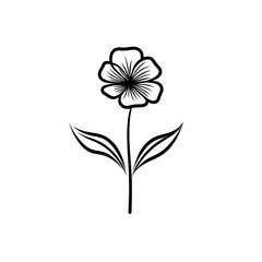 Flower With Stem Black Line Art Illustration