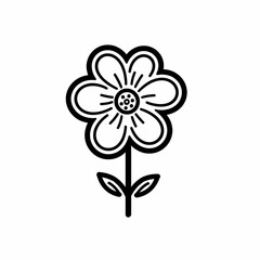 Hand Drawn Black And White Mini Flower Illustration