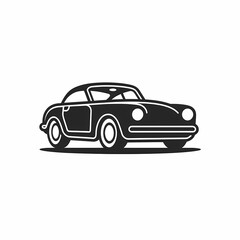 Classic Car Simple Black And White Icon Illustration