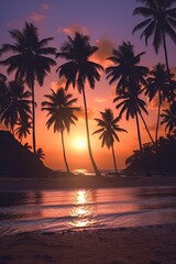 Fototapeta na wymiar Sunset on the beach Goa, India, Travel, poster