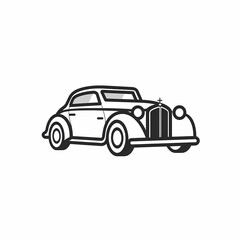 Fototapeta na wymiar Classic Car Simple Black Line Icon Illustration
