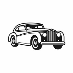 Classic Car Simple Black Line Icon Illustration