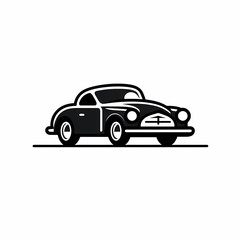Fototapeta na wymiar Classic Car Simple Black And White Icon Illustration