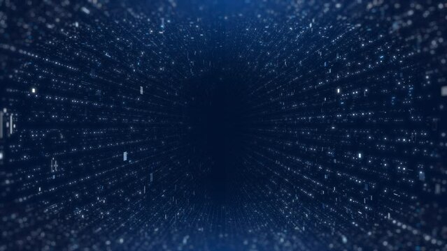 data center binary code running, big data for business, dark blue digital concept