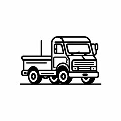 Fototapeta na wymiar Simple Black Line Truck Icon Illustration