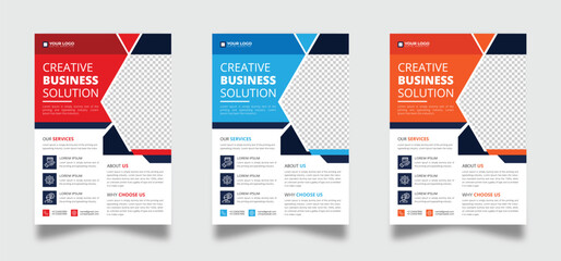 Business Flyer Corporate Flyer Template design set with blue, orange, red and yellow color Abstract blue liquid graphic gradient circle shape on cover book presentation
