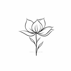 Fototapeta na wymiar Magnolia Flower With Stem Illustration