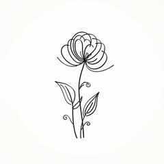 One Line Beautiful Flower Illustration