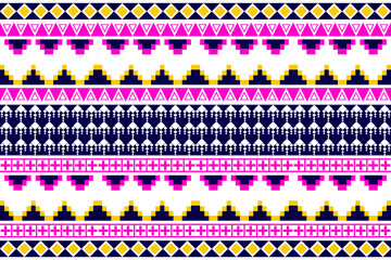 Geometric Ikat Thai silk tribal Oriental ethnic seamless pattern traditional background Design for carpet,wallpaper,silk pattern, clothing,wrapping,batik,silk fabric,Vector illustration embroidery 