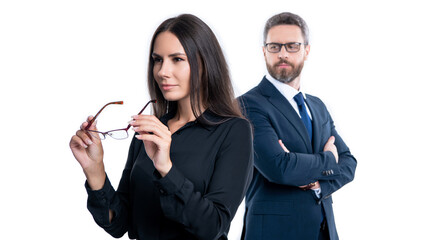 couple of business partners in formalwear, selective focus. photo of business partners professionals.