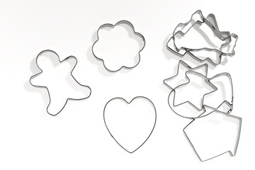 cookie cutters for homemade cookies on a white background isolate