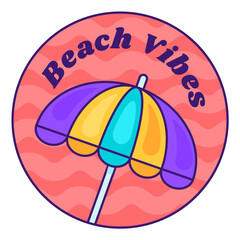 Cartoon Round Sticker Beach Vibes