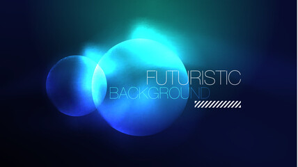 Circles with bright neon shiny light effects, abstract background wallpaper design