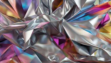 3D rendering of a colorful crumpled foil background pattern Generative AI