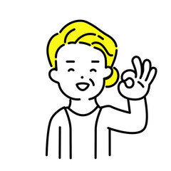かわいい人物のイラストシリーズ _ シニアの女性_ okサイン