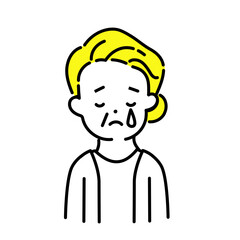 かわいい人物のイラストシリーズ _ シニアの女性_ 泣く