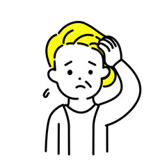 かわいい人物のイラストシリーズ _ シニアの女性_ 困る