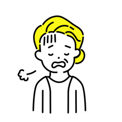 かわいい人物のイラストシリーズ _ シニアの女性_ 疲れた