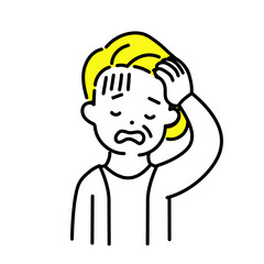 かわいい人物のイラストシリーズ _ シニアの女性_ 頭痛