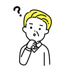 かわいい人物のイラストシリーズ _ シニアの男性_ 疑問
