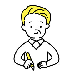 かわいい人物のイラストシリーズ _ シニアの男性_ 学ぶ