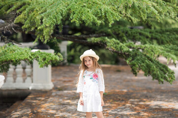 happy cute baby child girl in nature Park outdoor in summer