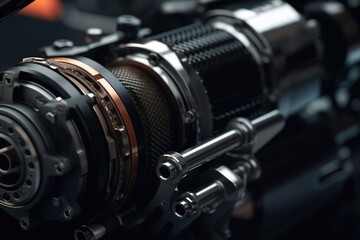 Fototapeta na wymiar close up view of a modern car engine, ai tools generated image