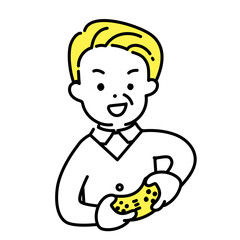 かわいい人物のイラストシリーズ _ シニアの男性_ ゲーマー