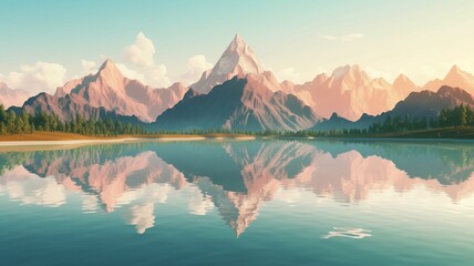 fantasy landscape panorama with mountains Generative AI