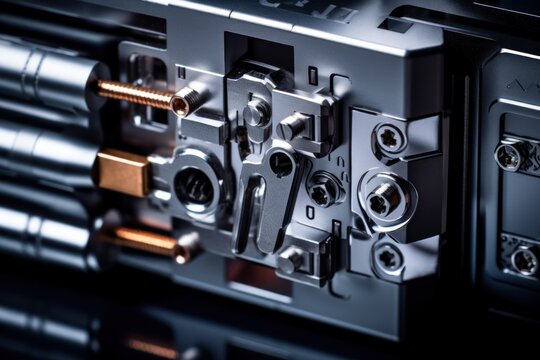 close up view of a modern high-tech lock system, ai generated image