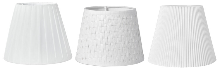 set of white fabric lampshade isolated mockup for interior design