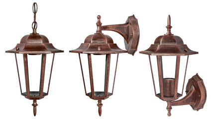 set of copper street light isolated